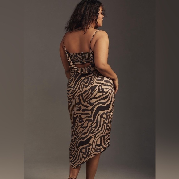 Anthropologie women’s Sz 14 Draped-Back Asymmetrical Slip Midi Dress backless - Picture 8 of 16